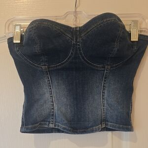 Guess Blue Denim Bustier Top